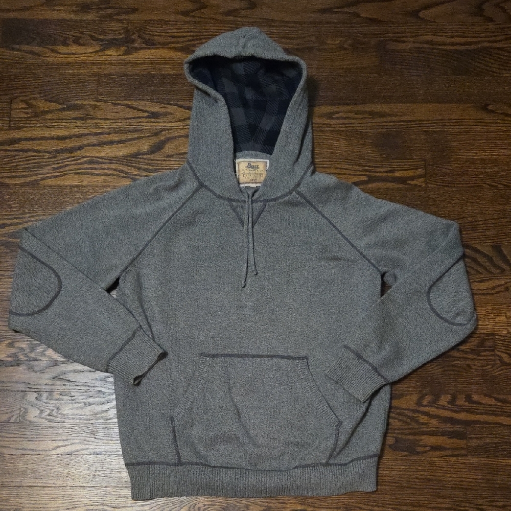 G.H. Bass And Co. Gray Hooded Sweater with Plaid Hood Lining